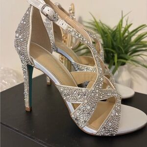 Elegant Silver Strappy Heels